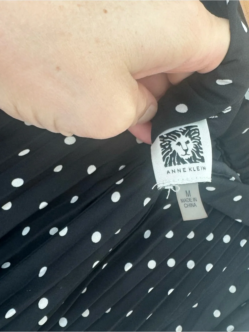 Anne Klein Black Midi Skirt with White Polka Dots